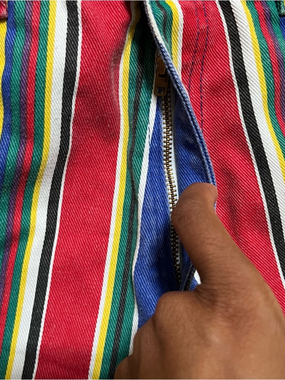 Vintage Bonjour denim Jean rainbow striped cutoff high rise shorts 24” waist - Picture 4 of 9